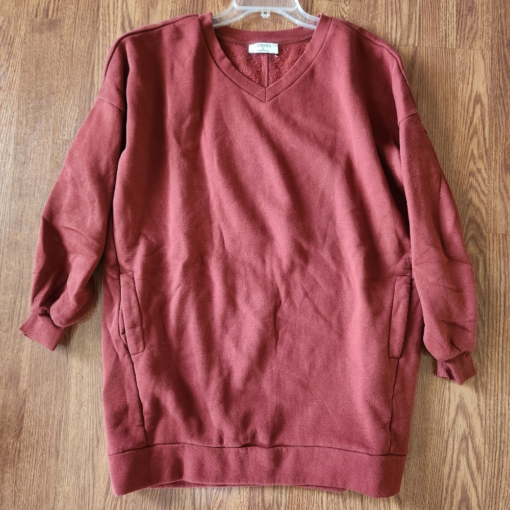 Zenana Rust Sweatshirt With Pockets